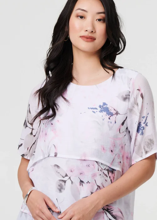 Izabel London Pink Floral Layered Relaxed Fit Blouse - 18 Image 3