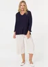 Izabel London Navy Mesh Texture 3/4 Sleeve Relaxed Top - 12-14 Image 4