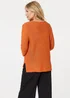Izabel London Orange Mesh Texture 3/4 Sleeve Relaxed Top - 8-10 Image 2