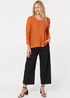 Izabel London Orange Mesh Texture 3/4 Sleeve Relaxed Top - 8-10 Image 4