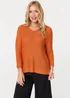 Izabel London Orange Mesh Texture 3/4 Sleeve Relaxed Top - 8-10 Image 1