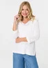 Izabel London White Mesh Texture 3/4 Sleeve Relaxed Top - 8-10 Image 1