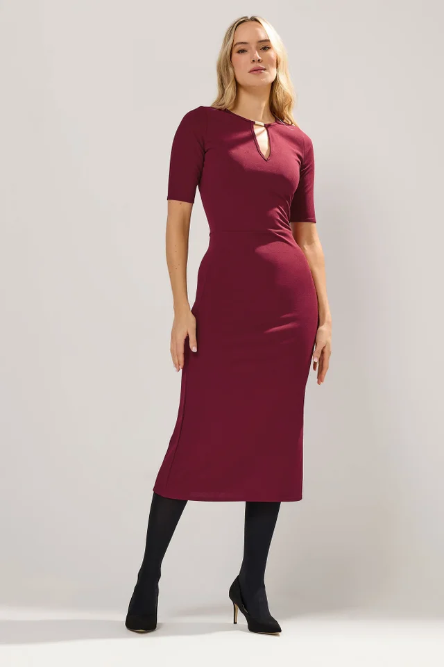 Long Tall Sally Red Keyhole Midi Dress
