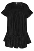 PixieGirl Petite Black Velvet Frill Smock Mini Dress - 14 Image 5