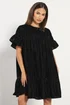 PixieGirl Petite Black Velvet Frill Smock Mini Dress - 14 Image 2