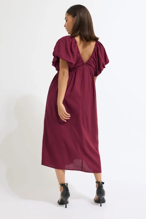 PixieGirl Petite Burgundy Red Velvet Bow Mini Dress - 10 Image 4