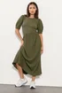 PixieGirl Petite Olive Green Textured Midi Dress - 6 Image 1