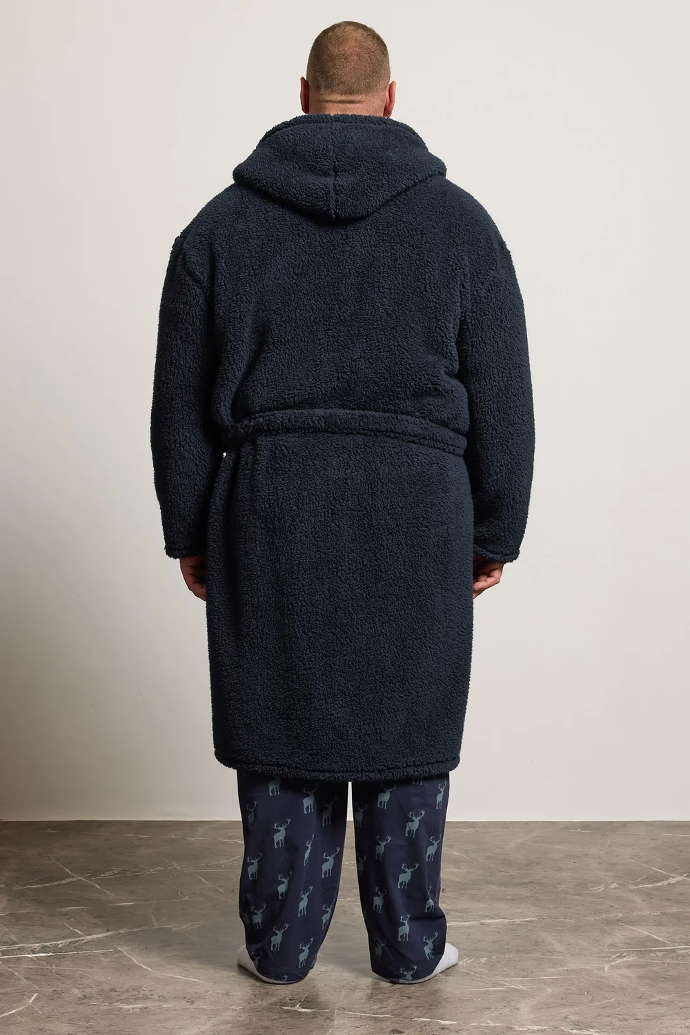 BadRhino Navy Blue Borg Dressing Gown - Extra Large Image 3
