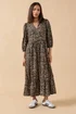 PixieGirl Petite Brown Animal Collar Maxi Dress - Size 8 Image 1