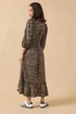 PixieGirl Petite Brown Animal Collar Maxi Dress - Size 8 Image 3