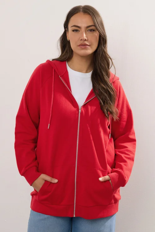 Yours Curve Red Zip Up Hoodie - Size 30-32 Clothing Image 2