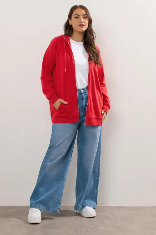 Yours Curve Red Zip Up Hoodie - Size 30-32 Clothing Image 3