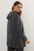 Yours Curve Black Acid Wash Longline Hoodie - Size 22-24 Image 4