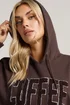 Yours Curve Brown 'Coffee Club' Slogan Hoodie - Size 16 Image 5