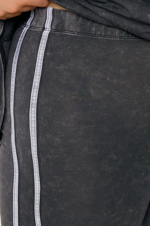 Yours Curve Grey Acid Wash Side Stripe Leggings - 16 Image 4