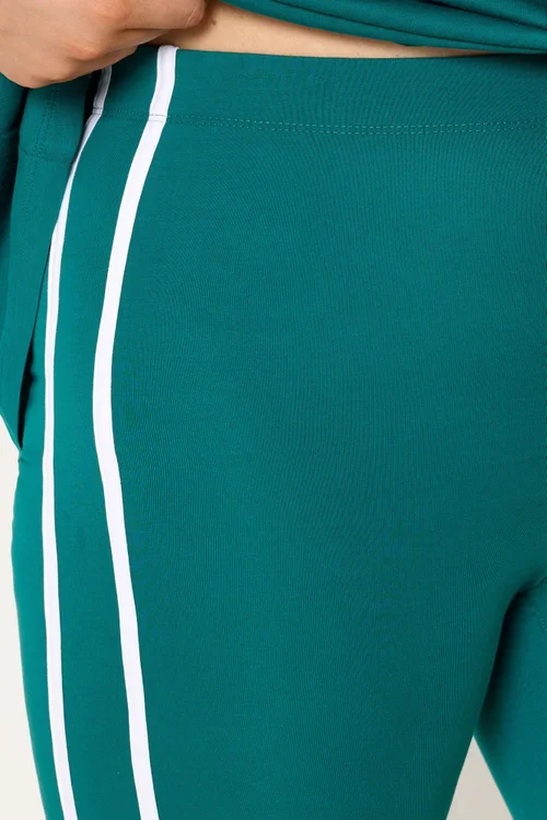 Yours Curve Teal Green Side Stripe Leggings - 20 Image 4