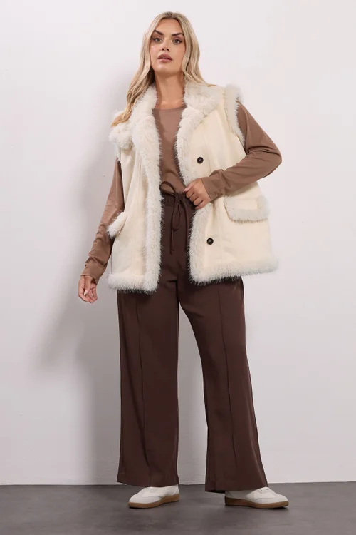 Yours Ivory White Shaggy Faux Fur Gilet - 14 Image 3
