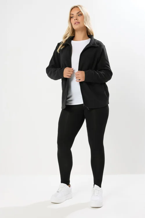 Yours Curve Black Fleece Jacket - 22-24 Image 2