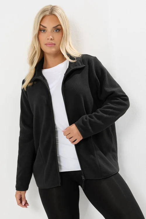 Yours Curve Black Fleece Jacket - 22-24 Image 1