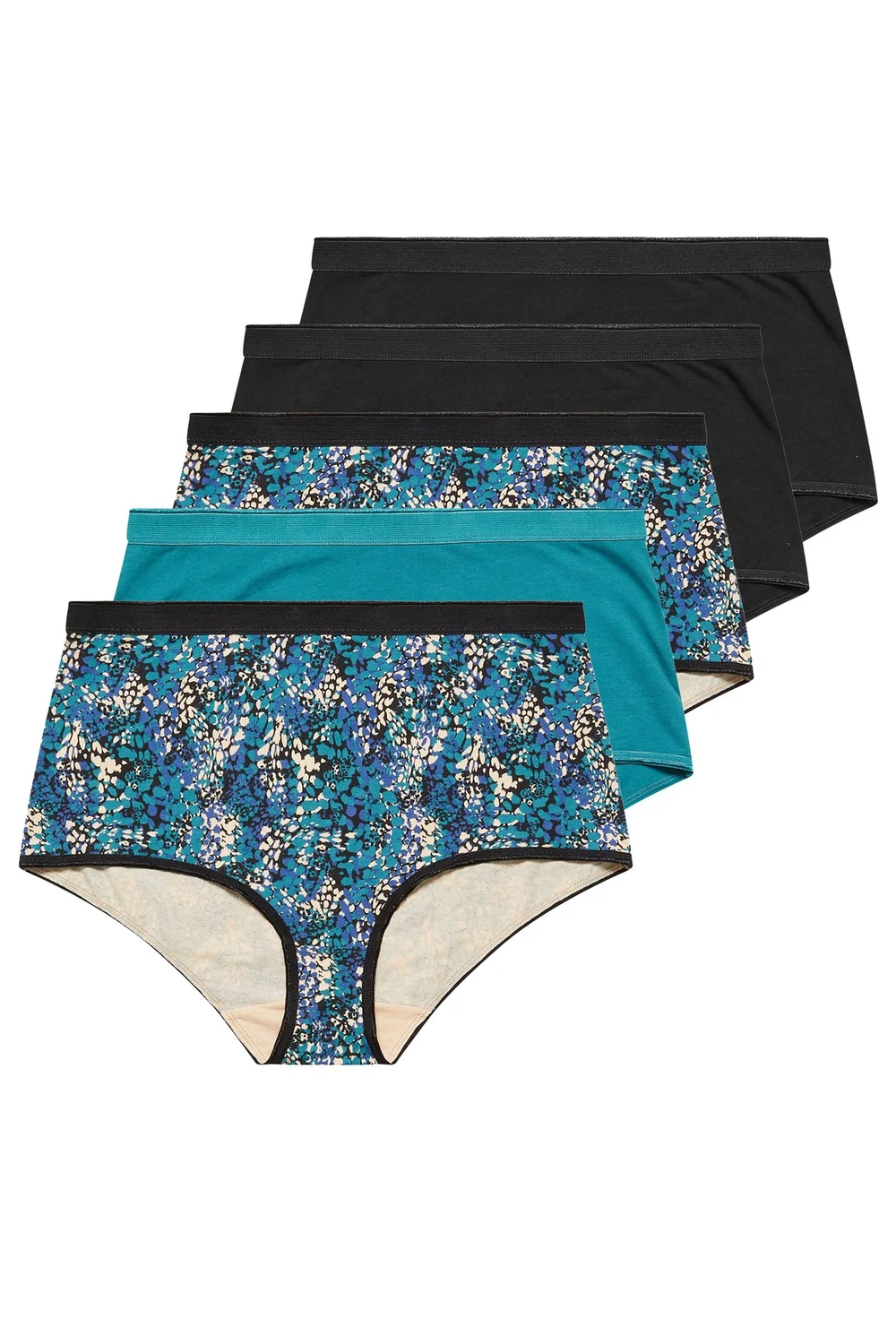 Yours 5 Pack Teal Green Snake Print Full Briefs - 38-40 Image 5