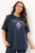 Yours Curve Navy Blue 'Health & Wellness' Slogan T-Shirt - Size 22-24 Image 1