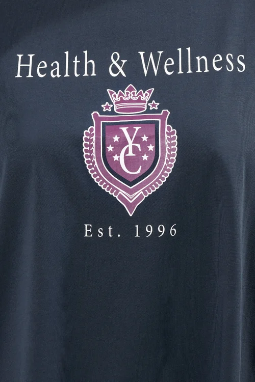 Yours Curve Navy Blue 'Health & Wellness' Slogan T-Shirt - Size 22-24 Image 4
