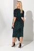 Yours London Curve Black & Green Sequin Velvet Wrap Dress - 16 Image 3