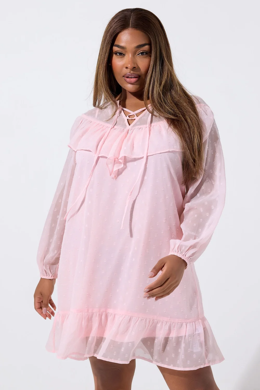 Yours Limited Pink Dobby Smock Dress - 18 Image 1