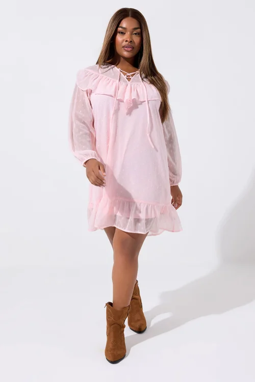 Yours Limited Pink Dobby Smock Dress - 18 Image 2