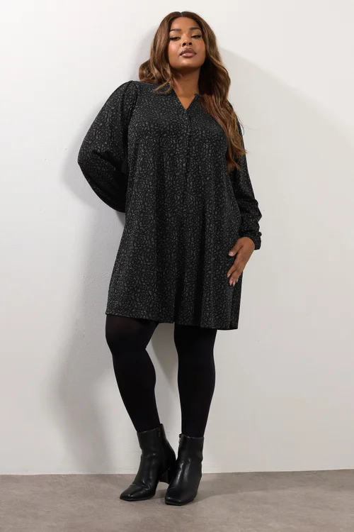 Yours Curve Black Metallic Pleated Mini Dress - 18 Image 2