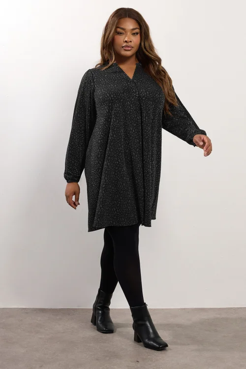 Yours Curve Black Metallic Pleated Mini Dress - 18 Image 1