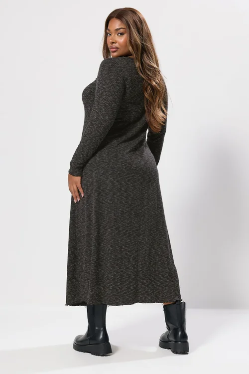 Yours Curve Grey Marl Ribbed Maxi Dress - 18 Image 3