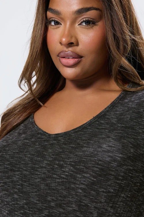 Yours Curve Grey Marl Ribbed Maxi Dress - 18 Image 4