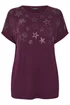 Yours Curve Purple Star Stud Embellished T-Shirt - Size 18 Image 5