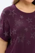 Yours Curve Purple Star Stud Embellished T-Shirt - Size 18 Image 4