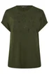 Yours Curve Khaki Green Star Print Grown On Sleeve T-Shirt - Size 18 Clothing Image 5