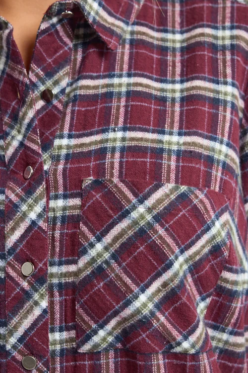 Yours Burgundy Red Check Boyfriend Shirt - Size 20 Clothing Image 4