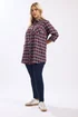 Yours Burgundy Red Check Boyfriend Shirt - Size 20 Clothing Image 2