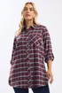 Yours Burgundy Red Check Boyfriend Shirt - Size 20 Clothing Image 1