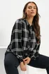 Yours Black Check Balloon Sleeve Blouse - Size 18 Clothing Image 1