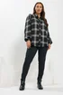 Yours Black Check Balloon Sleeve Blouse - Size 18 Clothing Image 2