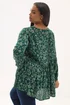 Yours Curve Green Floral Print Tie Neck Blouse - Size 20 Image 3