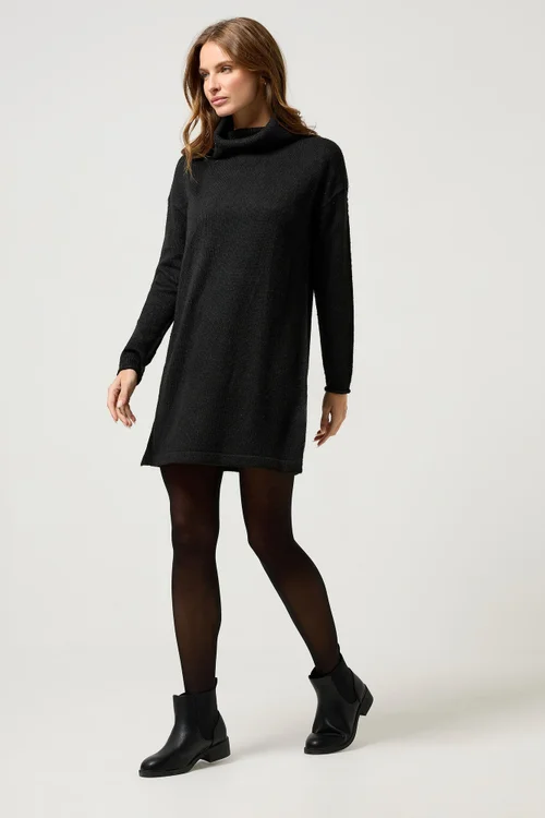 M&Co Black Roll Neck Tunic Jumper - Size 10-12 Image 3