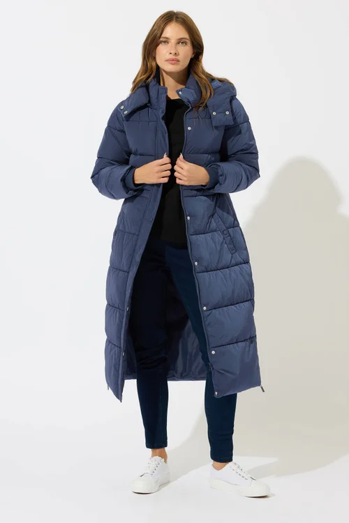 M&Co Navy Blue Padded Midi Coat - 16 Image 2