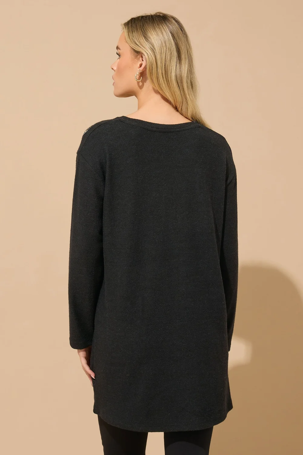 M&Co Petite Black Embellished Leopard Tunic Jumper - Size 14 Image 4