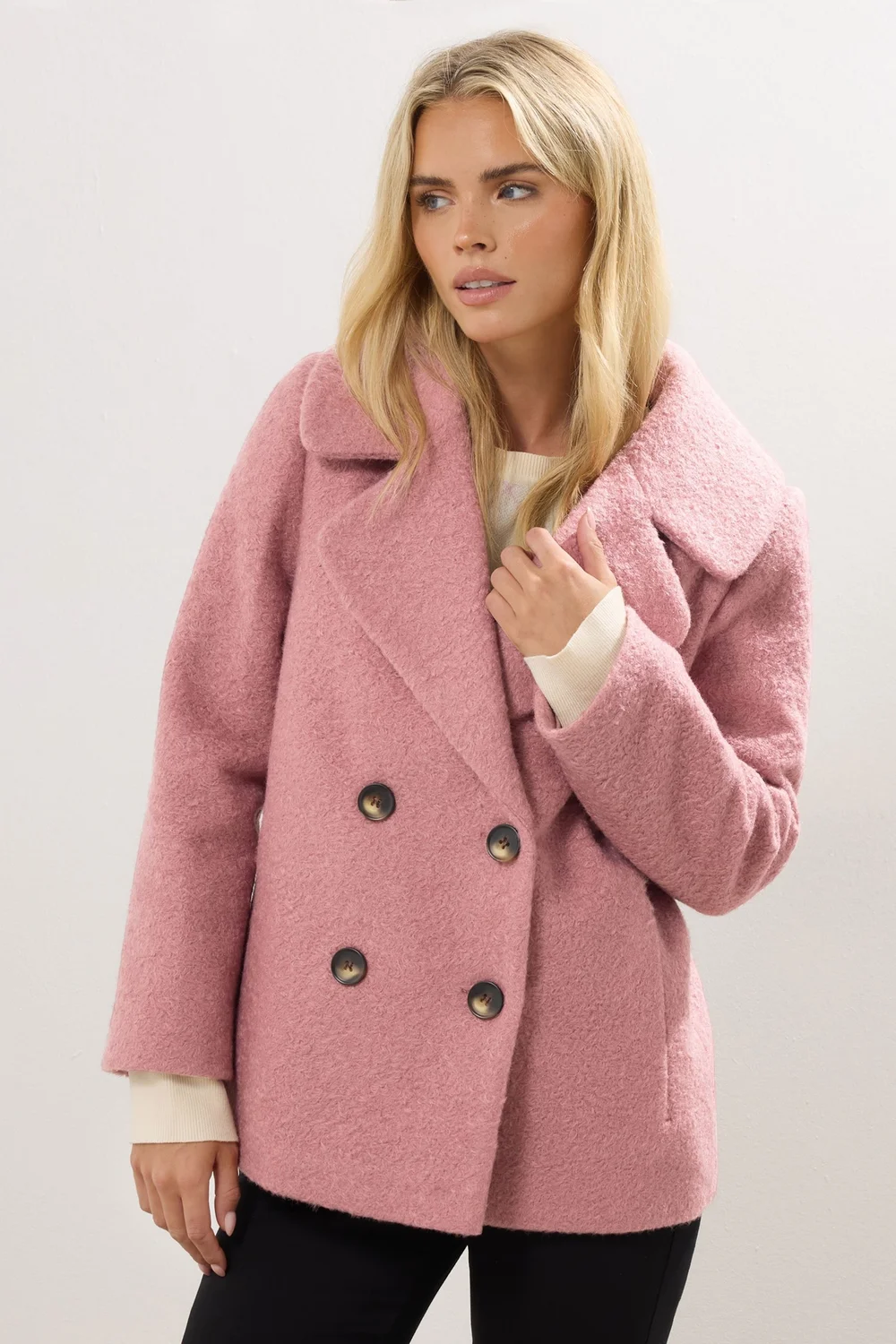 M&Co Petite Pink Double Breasted Boucle Jacket - 12 Image 1