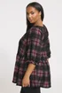 Yours Curve Black Check Textured Peplum Top - Size 20 Clothing Image 3