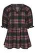 Yours Curve Black Check Textured Peplum Top - Size 20 Clothing Image 5