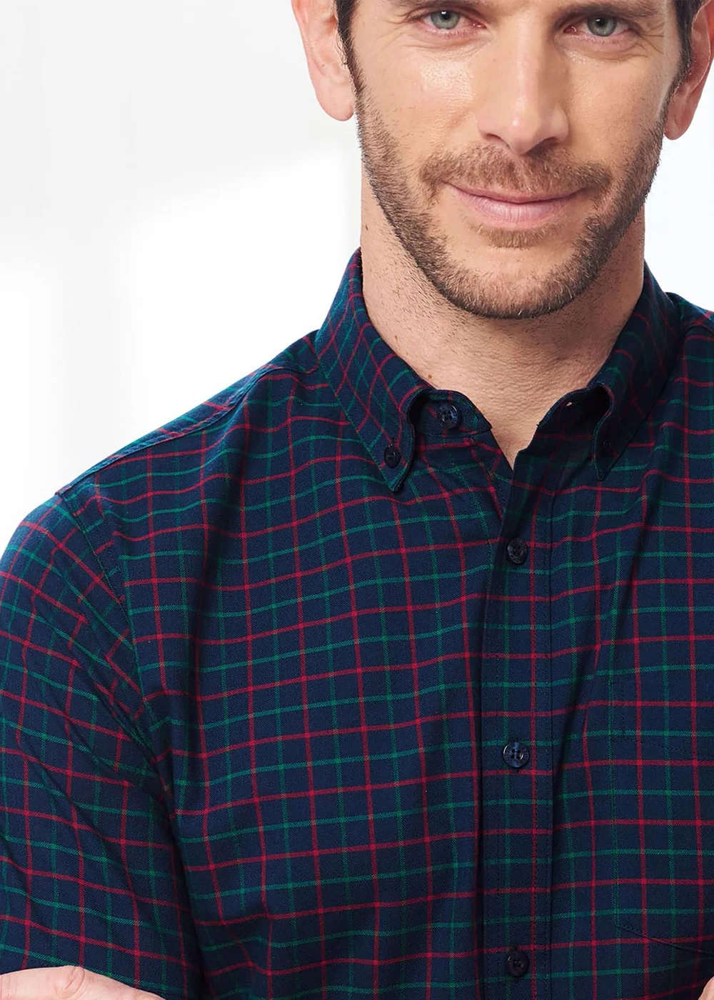 Cotton Traders Dark Sky Iconic Short Sleeve Patterned Oxford Shirt - Extra Large Image 2