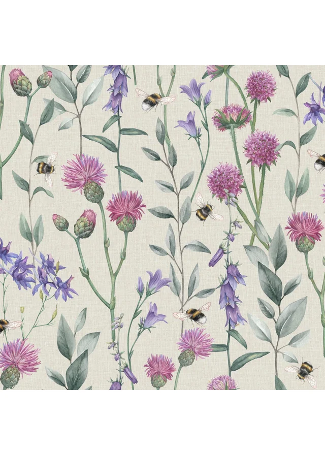 Arthouse Bumblebee Meadow Neutral Wallpaper